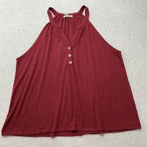 Tiny Willow Women's M/L Halter V-Neck Tank Top Maroon Red Sleeveless Blouse